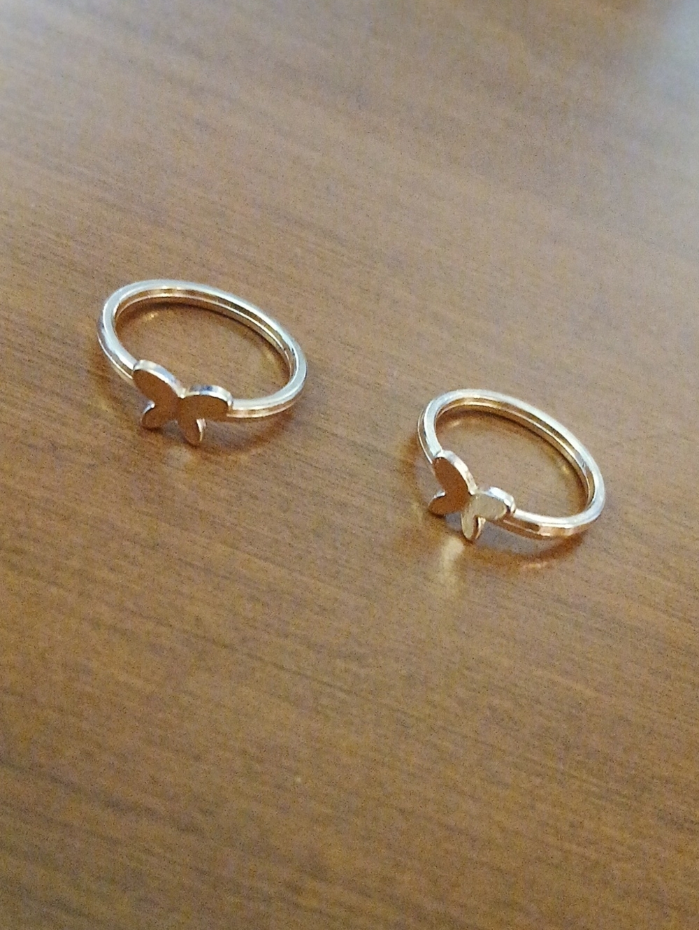 Lot Of 2 Delicate Butterfly Gold Tone Rings- Women's Jewelry Size 7